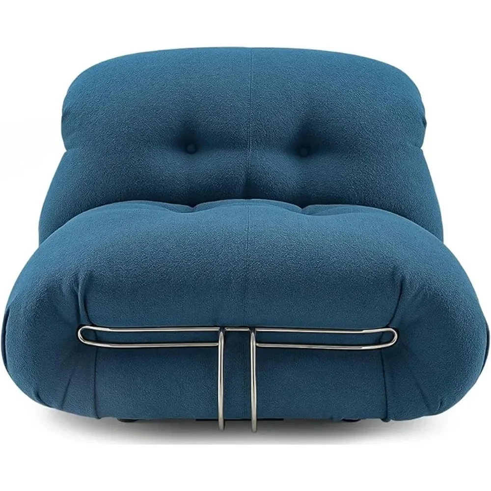 Single Layer Sofa Chair, Medieval Modern Style Chair, Comfortable Oversized Sofa Armless Fireplace Chair, Casual Soft Blue