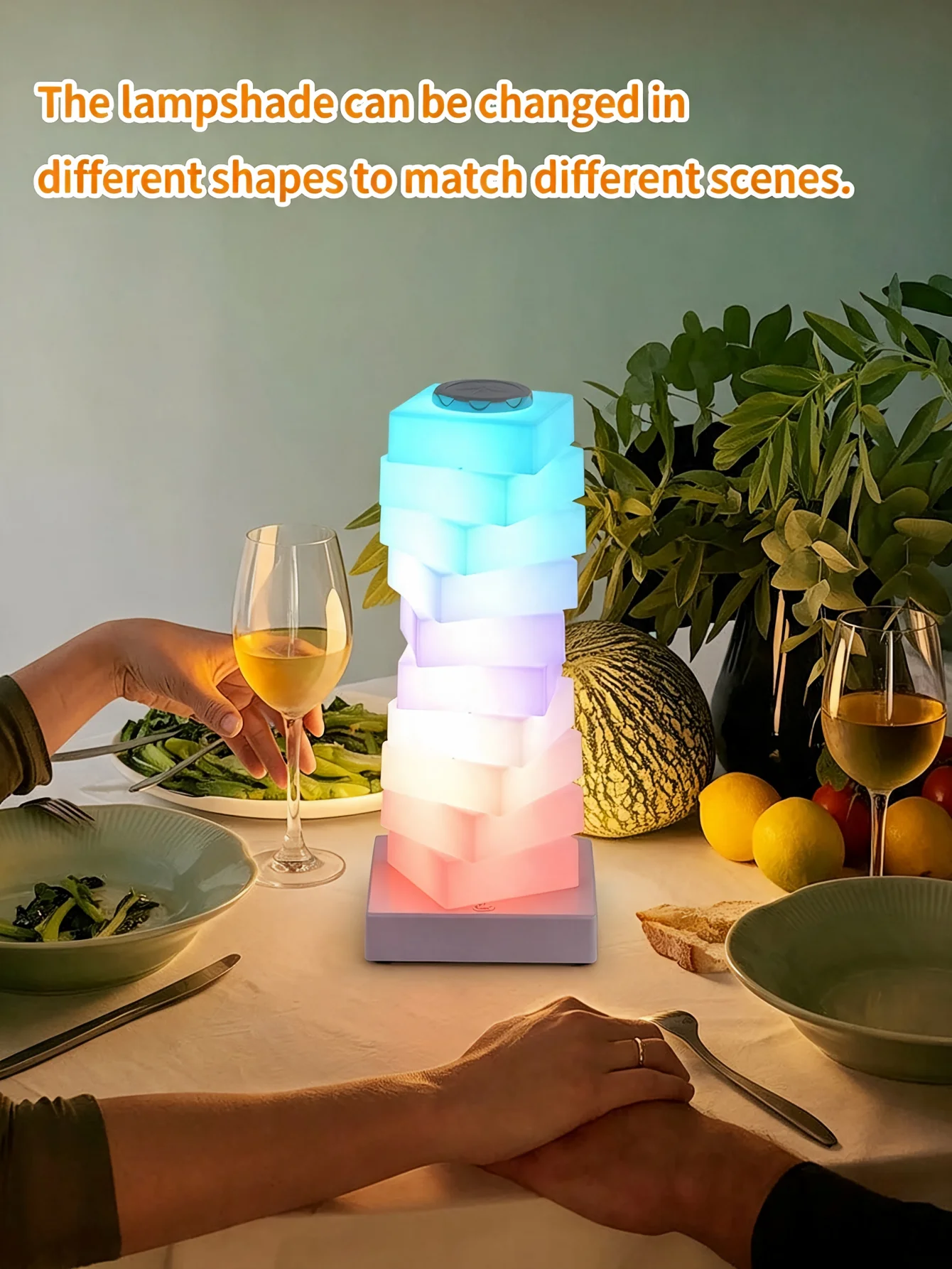 Nordic Stack Gourd Ambient Lamp RGB Rainbow Light Touch Operated USB Rechargeable Soft Glow Table Decor Night Lamp
