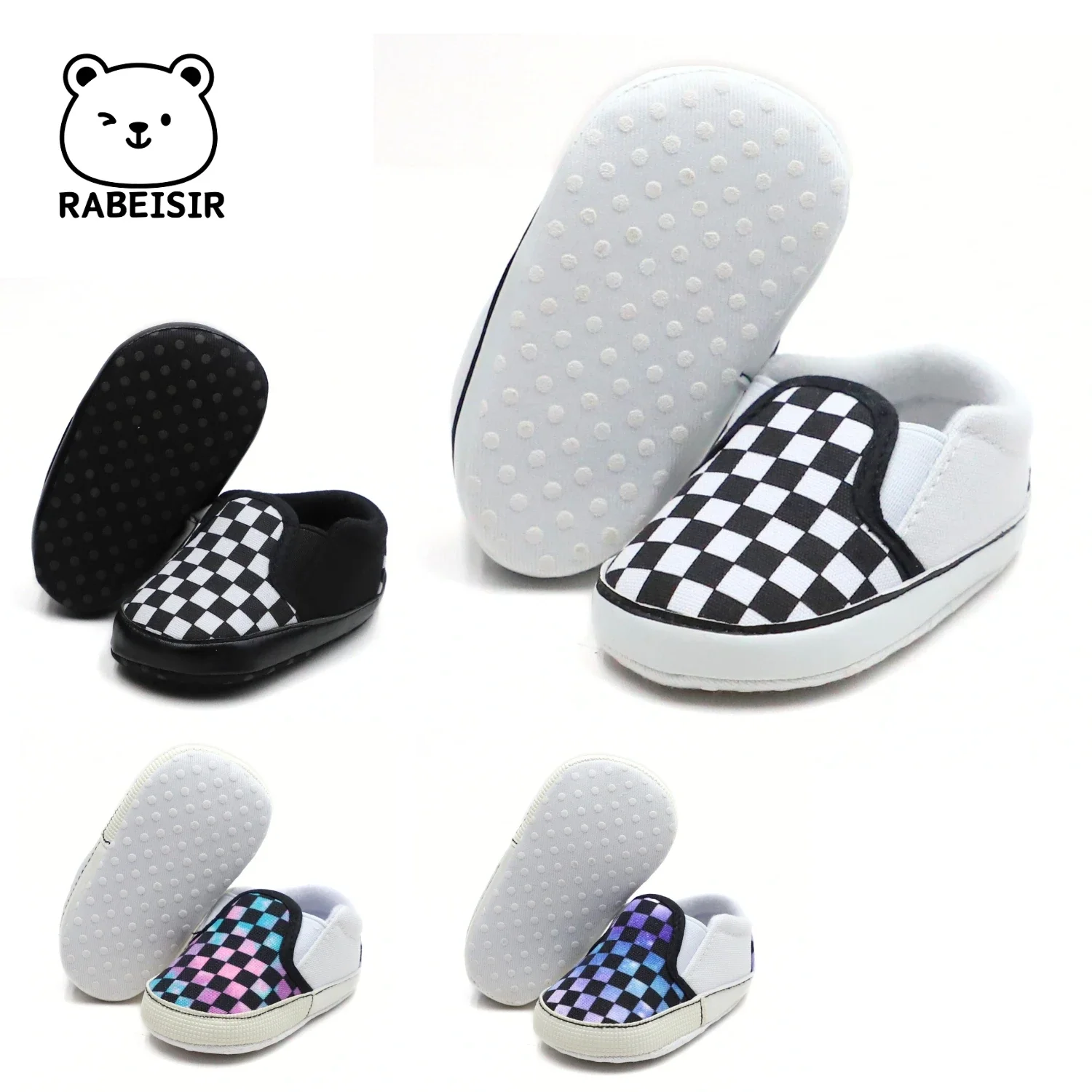 

Детская клетчатая обувь для малышей, повседневная и универсальная, мужская и женская обувь для новорожденных, предотвращающая падение