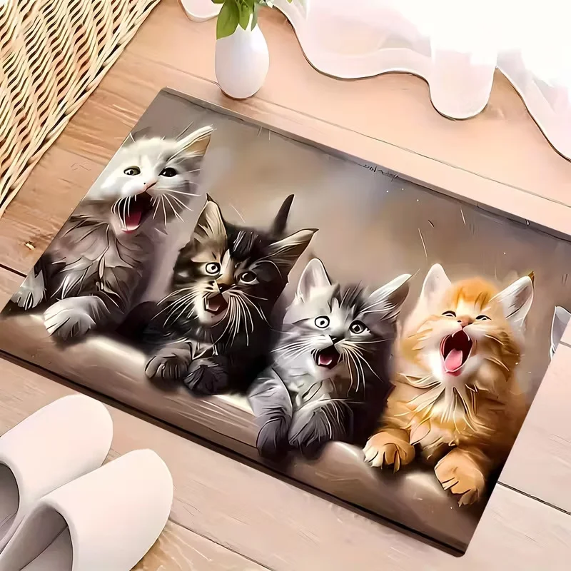 VIKAMA Sleeping Tiger Spotted Cat Floor Mat Healing Cute Pet Wind Bathroom Floor Mat Cat Enthusiasts Home Rubbing Earth Carpet