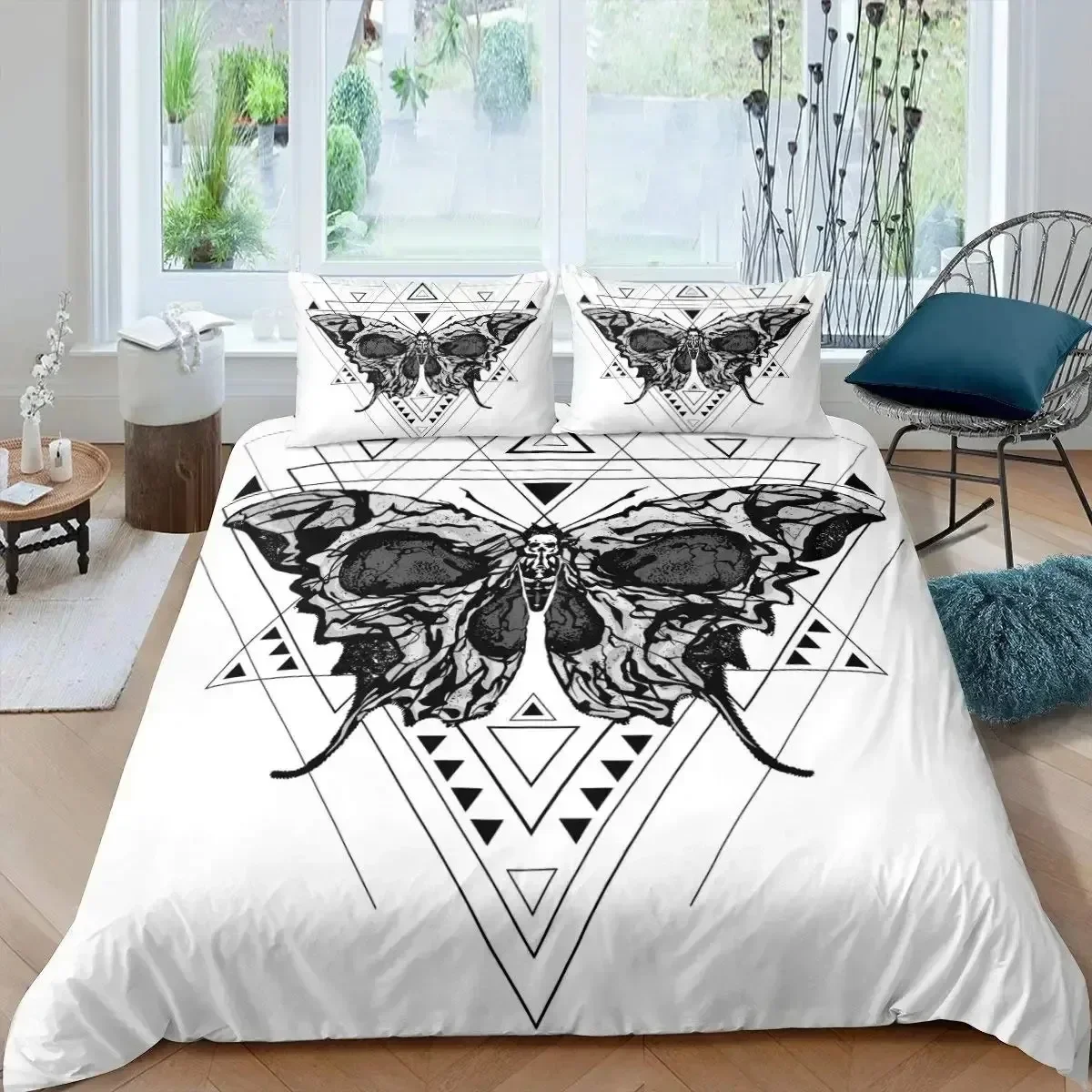 Death Butterfly Gothic Skull 3D NEW Duvet Cover Pillowcase Bedding Set Adult Boy Bedroom Decoration Children Single Double Large
