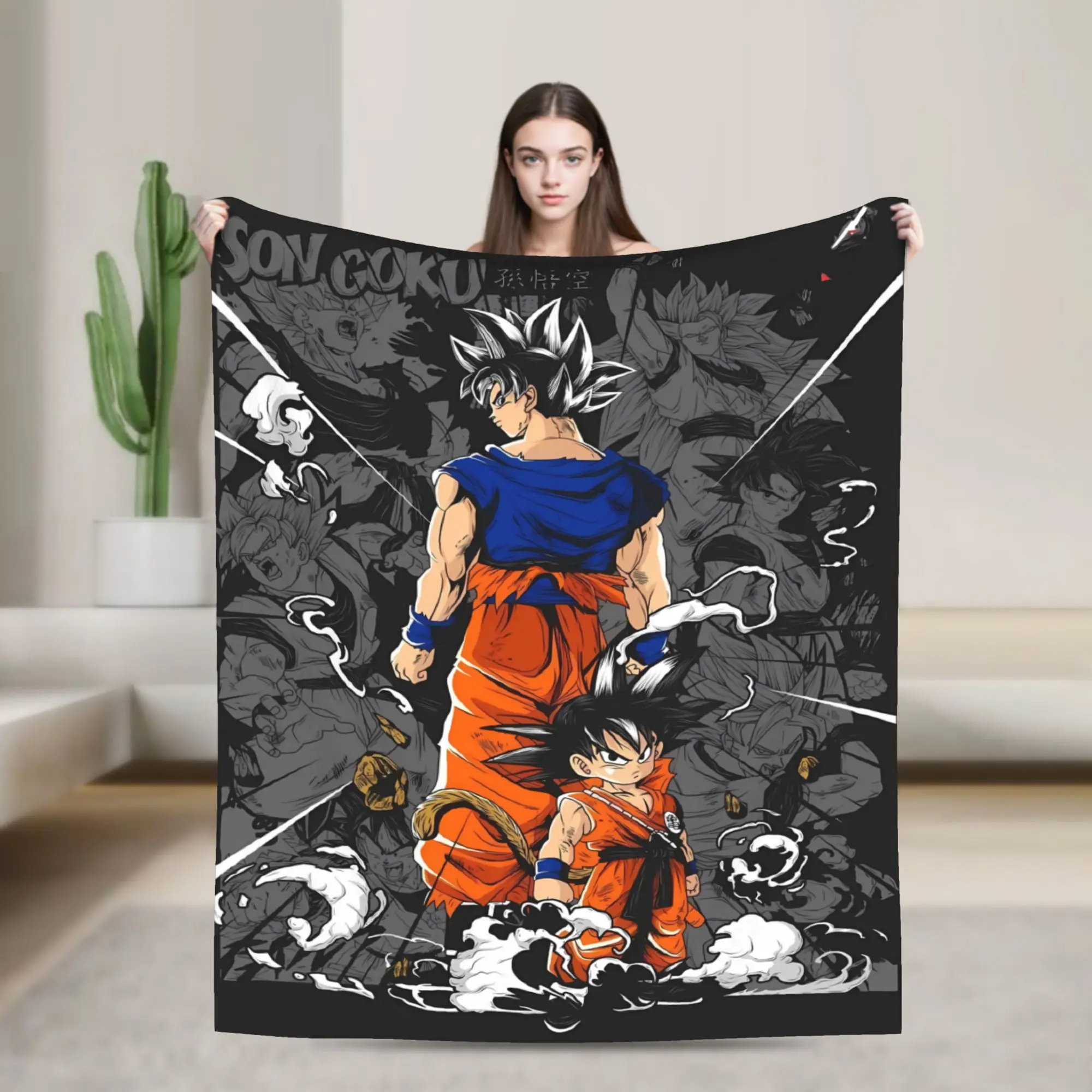 Mantas sencillas de Dragon Ball de Chibi Goku, manta de franela para pícnic, para exteriores, súper cálida, colcha de calidad personalizada, regalo