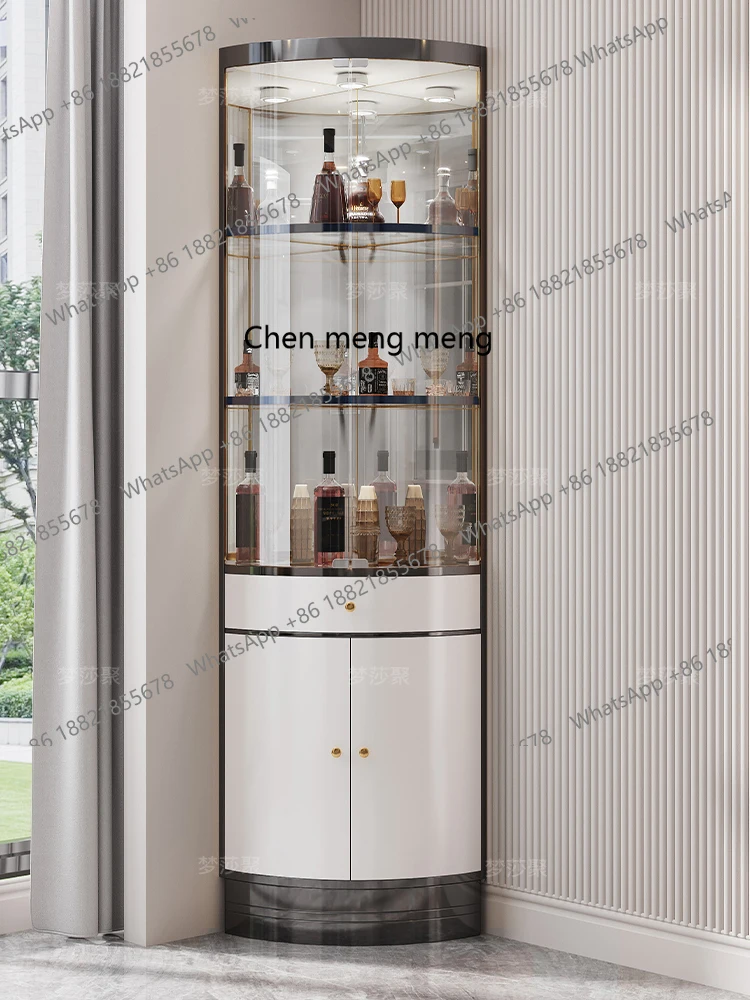 

Угловой шкаф из нержавеющей стали для домашнего ресторана, угловой шкаф с дугой, настенный винный шкаф для гостиной, современный