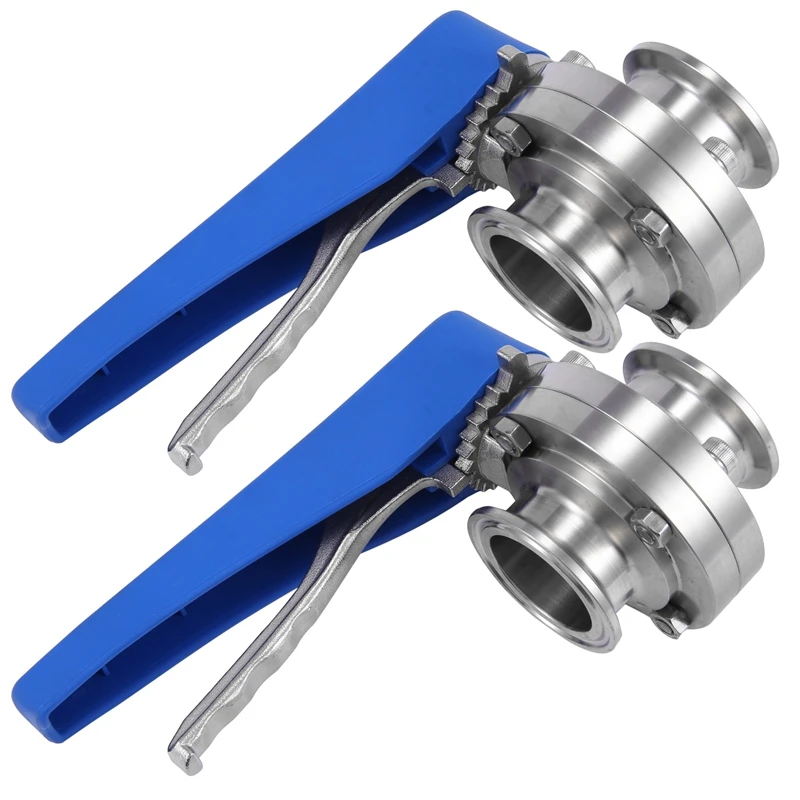 2X 1-1/2 Inch 38Mm SS304 Stainless Steel Sanitary 1.5 Inch Tri Clamp Butterfly Valve Squeeze Trigger