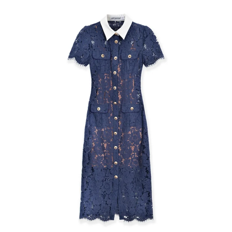 

Orginal Boutique Navy Blue Lace Embroidery Midi Dress UK 6-UK 12