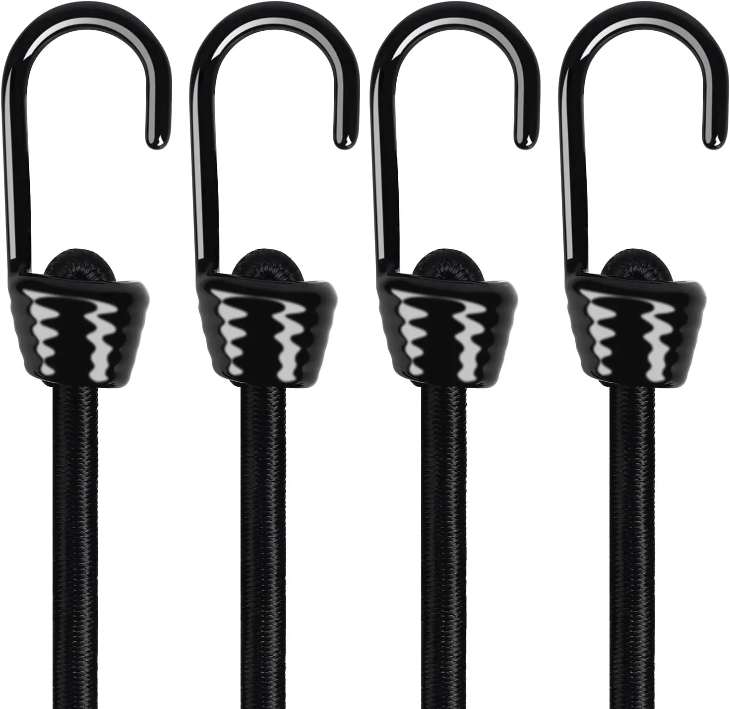

36 Inch Bungee Cords 10mm Thick 4 Pack Heavy Duty 200 lbs with Coated Hooks for Tarp Camping