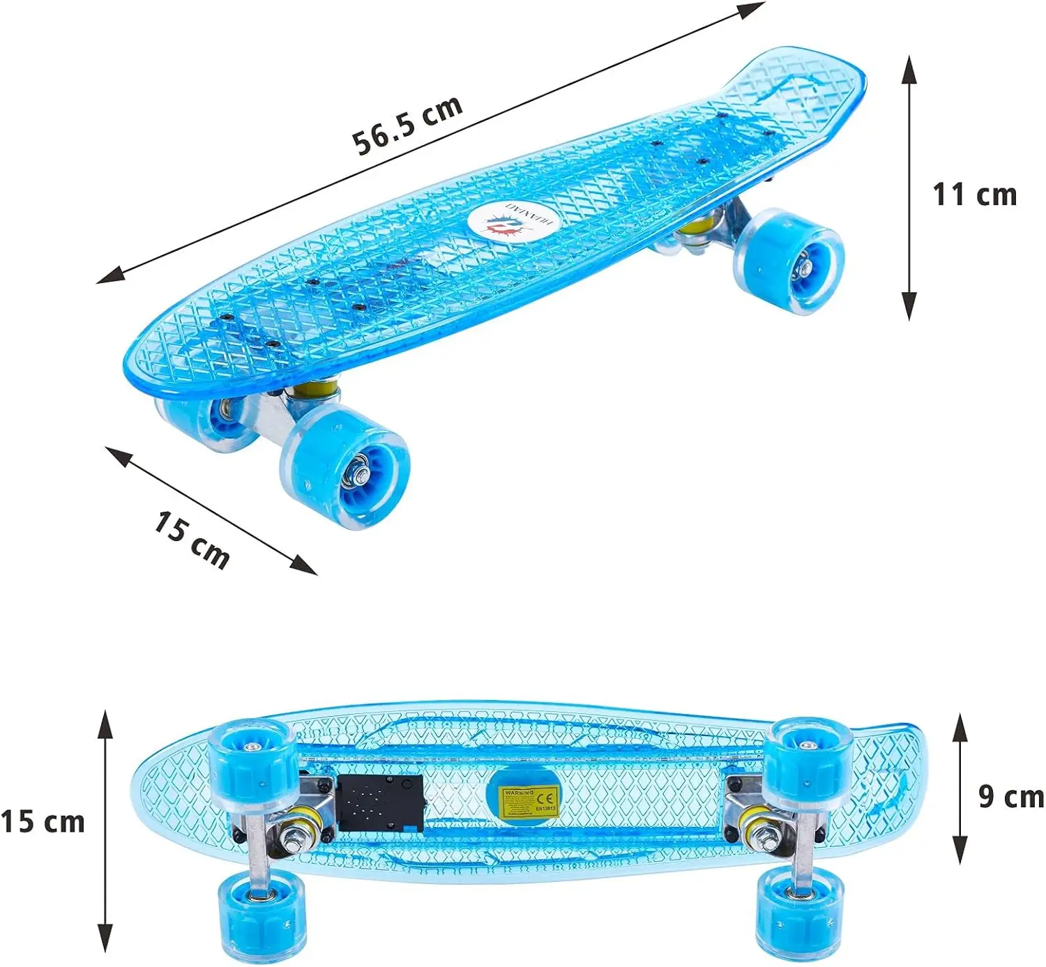 لوح تزلج بإضاءة LED مقاس 22 بوصة للمبتدئين، لوح ريترو صغير كامل مع عجلات ناعمة ومتينة