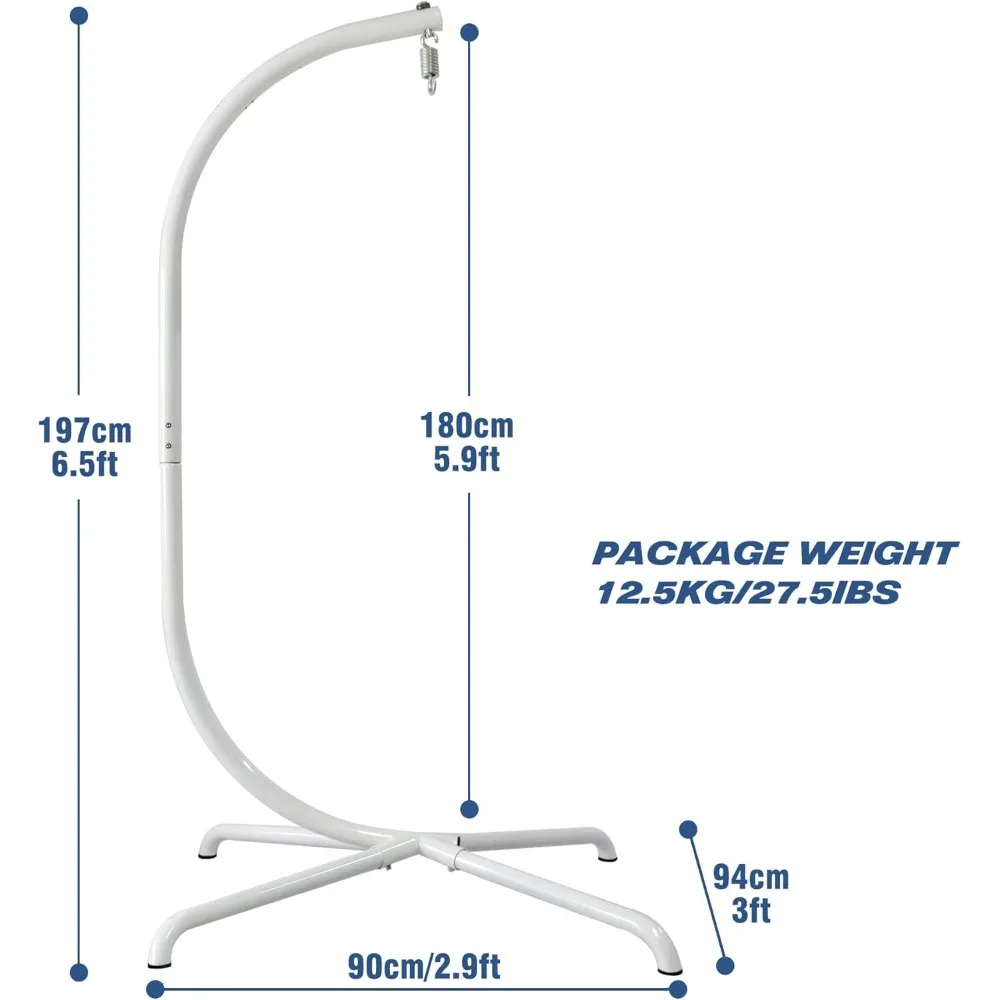 Dudukan kursi telur gantung, bingkai kursi tempat tidur gantung besi kuat dengan kait pegas dasar stabil, dudukan kursi ayunan tugas berat 330 lbs