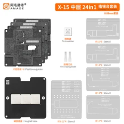 AMAOE IPX-15 piattaforma per Stencil Reballing a strato medio per iPhone X-14 15 mini 15promax 14 14Plus 14Pro/Max modello di latta per piantare