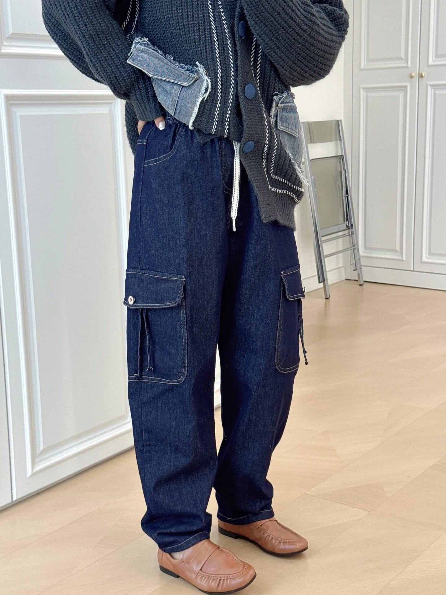 

Повседневные джинсы больших размеров с высокой талией для женщин, универсальная рабочая одежда для скрытого мяса, длинные брюки, американский Sle для отдыха, большой код