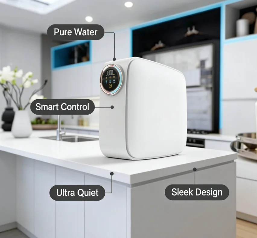 800G Large Flow Four Stage RO Purification System Tankless Water Purifier Household Hotel RV Direct Drinking