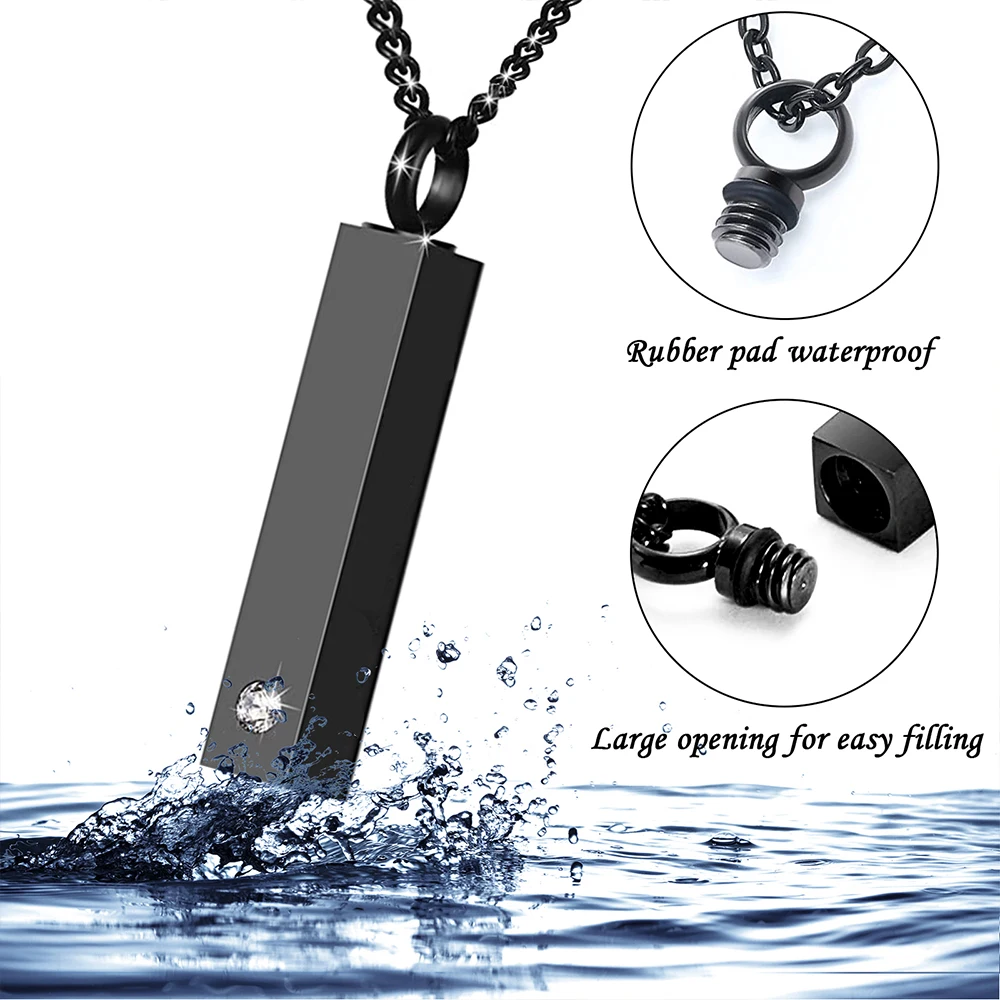 Cremation Jewelry Urn Necklace for Ashes for Men Women Keepsakes for Ashes Stainless Steel Memorial Bar Pendant Necklaces