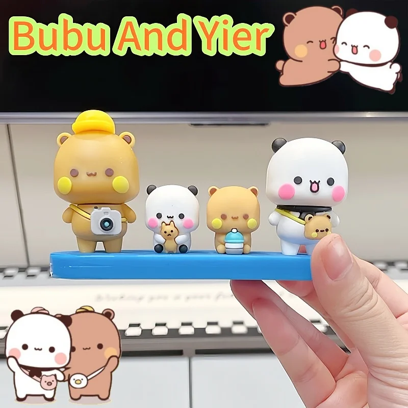 

Hot Panda Bubu And Yier Three-Person Family Model Toy Cartoon Panda Bubu And Dudu Home/Office/Car Study & Desk Decor Gift Model
