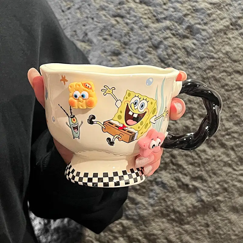 Potdemiel سبونجبوب سكوير كوب طويل القامة Kawaii باتريك ستار القهوة الحليب القدح Ins الكورية الكرتون أنيمي زوجين هدية عيد ميلاد