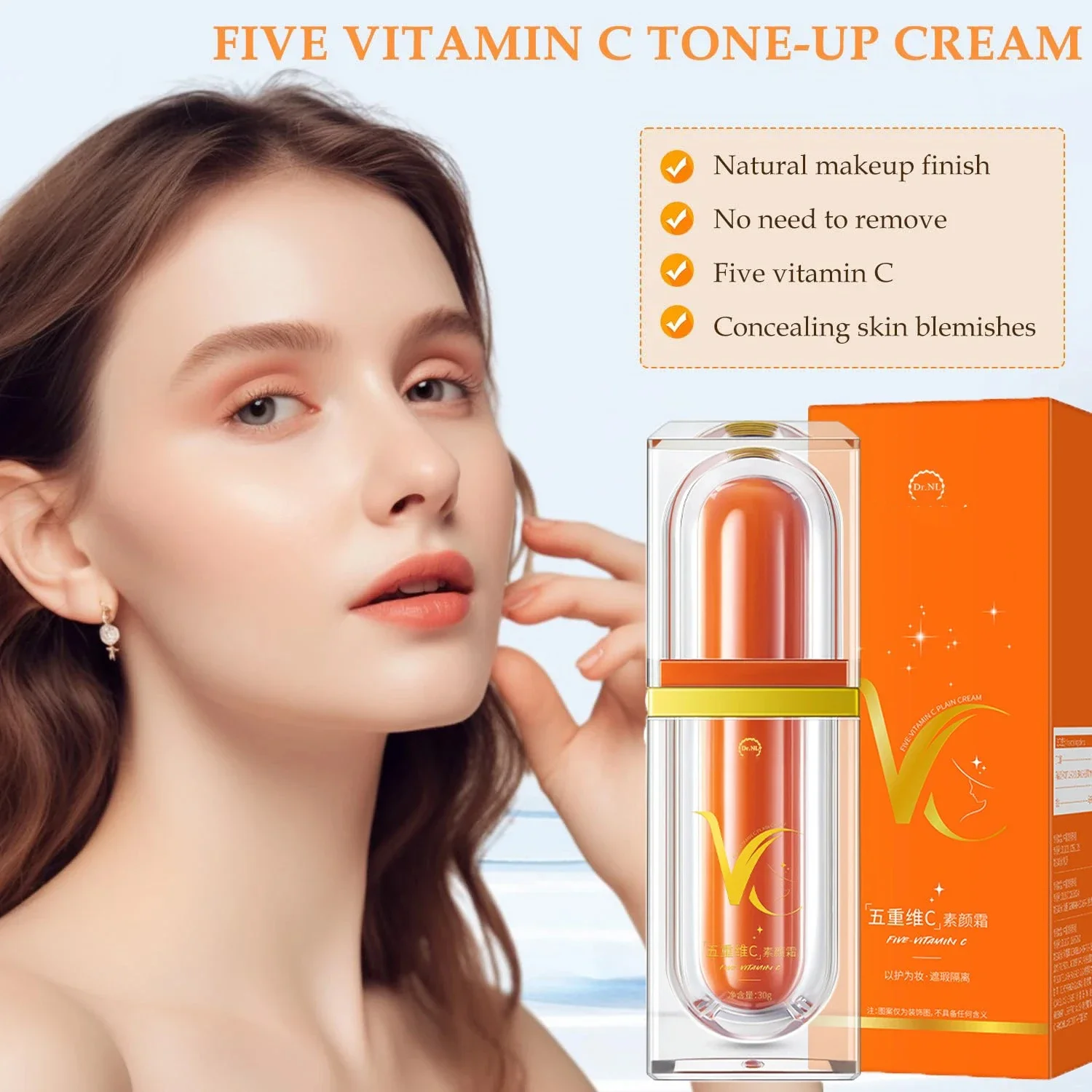 30g de crème pour le visage VC - Hydratant Light-Touch avec dissimulation |   Crème blocante pour peaux saines et lumineuses, infusée à la vitamine C