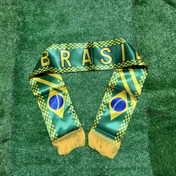 SKY FLAG Brazil scarf 14*130cm double printed Brasil flag Custom Scarf football team Scarf Printing Satin Brazil banner