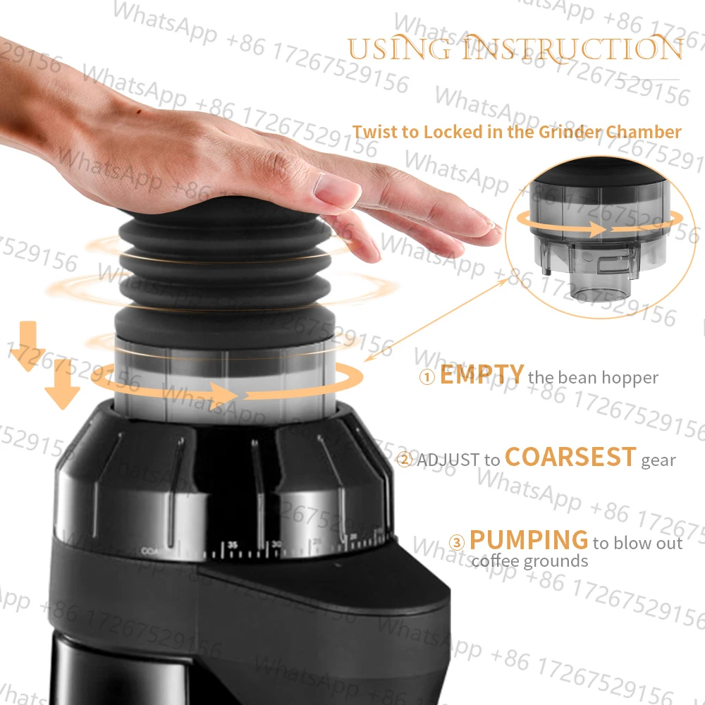 Coffee Grinder Single Dose Hopper Espresso Coffee Grinder Bean Bin Blowing Cleaning Tool For WPM Coffee Grinder