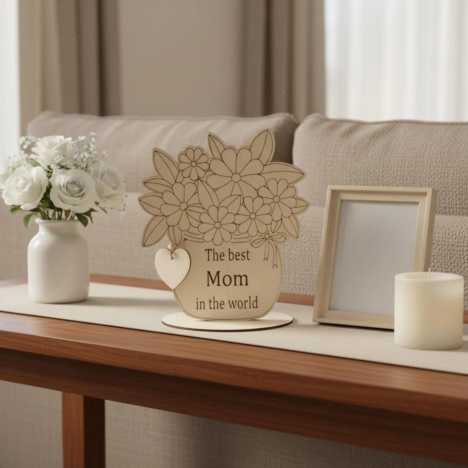 Color Your Individual Floral Arrangement Kit Colorable Mother's Day Table Decoration Wooden Flower Vase Centerpiece Easy To