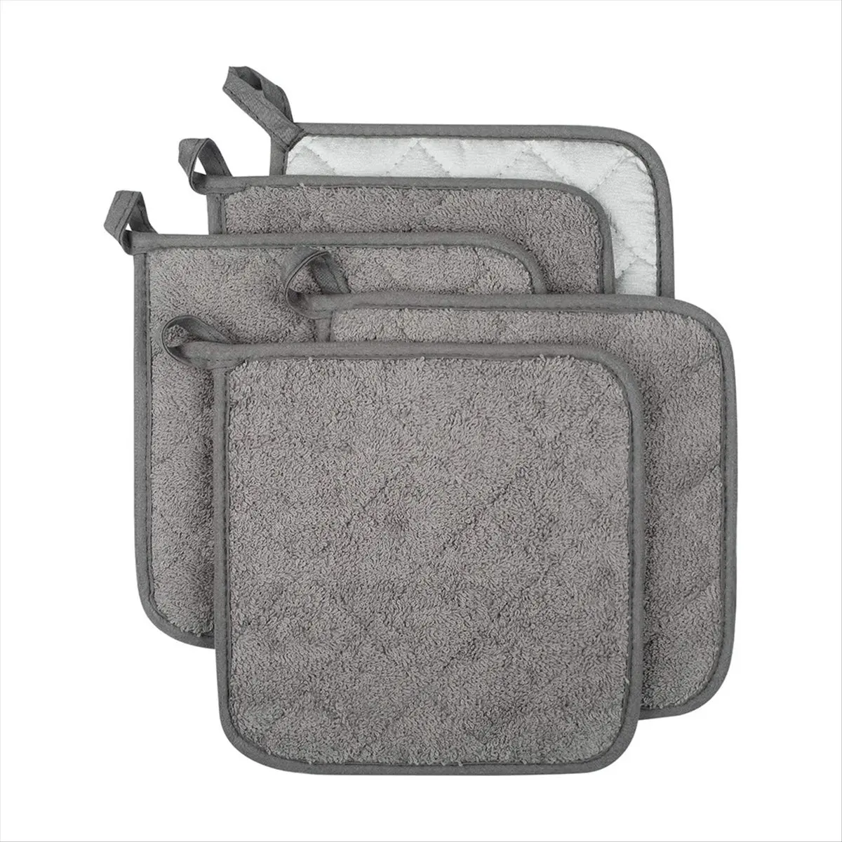 [Greatitem]100% Cotton Kitchen Everyday Basic Terry Pot Holder Heat Coaster Potholder for Cooking and Baking Set of 5 A