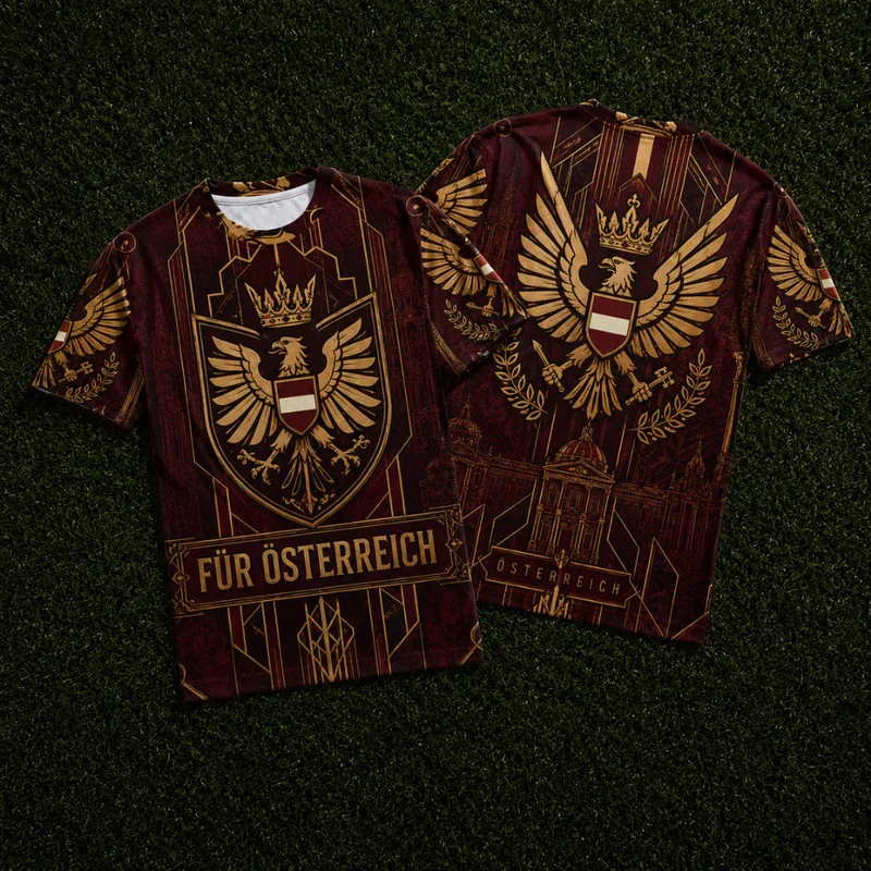 2026 Summer Best-selling Austrian Men's Football Training T-Shirt 3D Printable Breathable Quick-Drying Top Family Couple Style