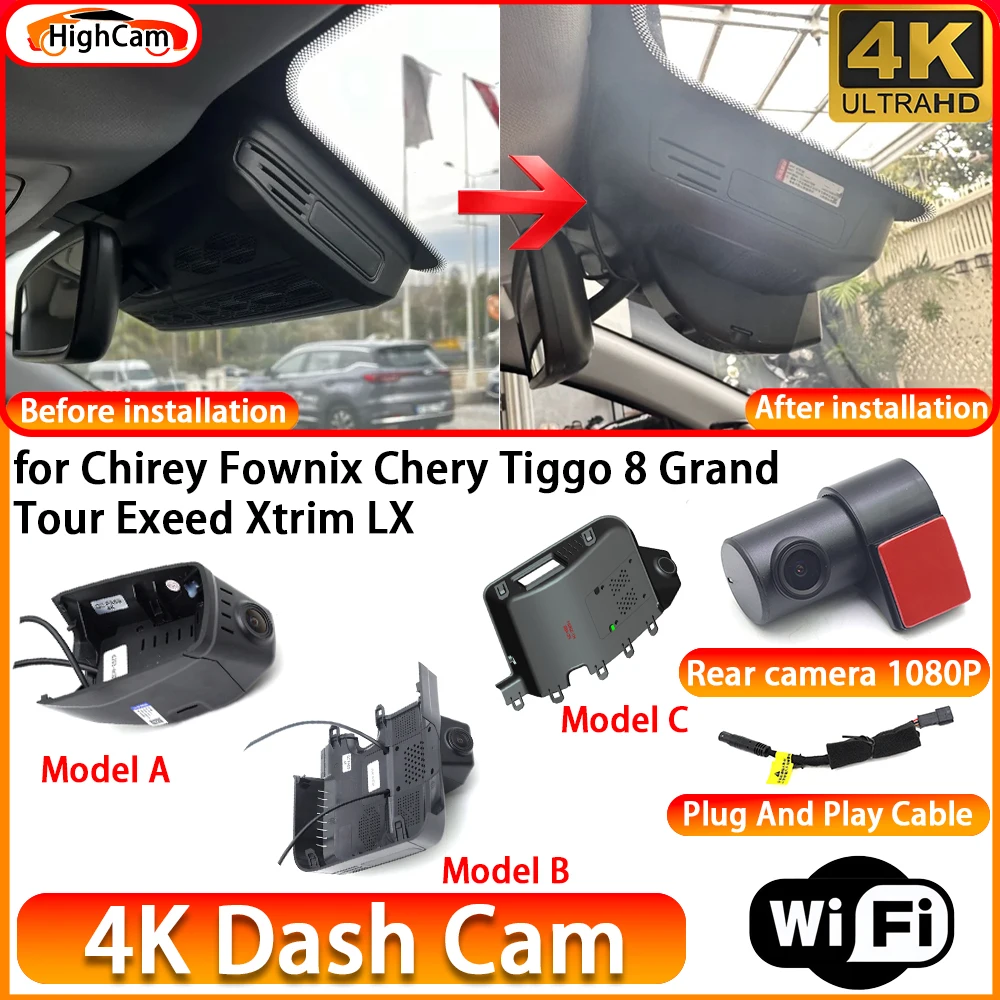 for DR 7.0 Sportequipe 7 Ebro S800 Tenet T8 Xcite X-Cross X Cross 8 OEM 4K DVR Dash Cam Front Rear Camera WiFi Video Recorder