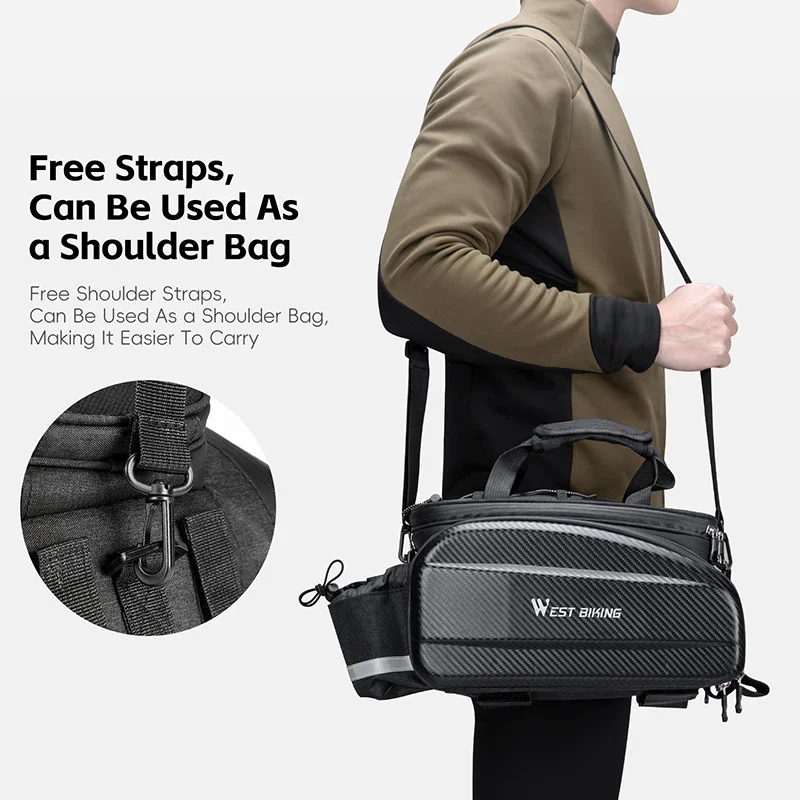 

WEST BIKING Large Capacity Bicycle Rear Seat Bags EVA Multi-purpose MTB Road Bike Carrier Bag Expandable Cycling Rear Rack Bag