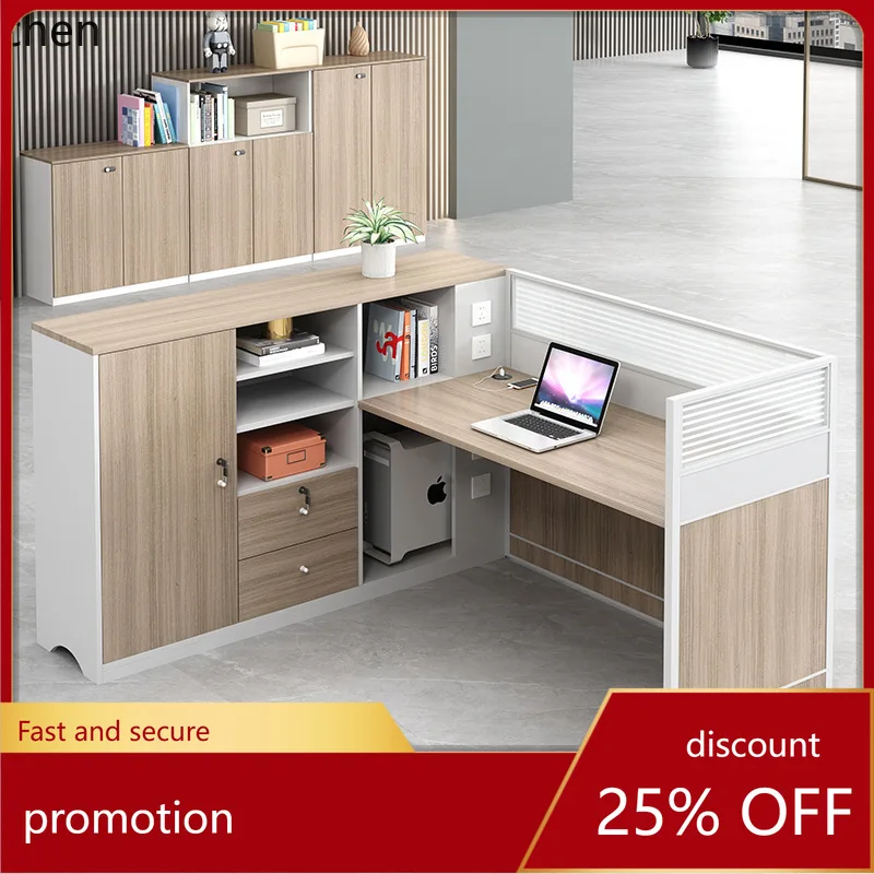 ZML Staff Desk Screen Office Desk Simple Modern Card Seat Financial Desk and Chair Set