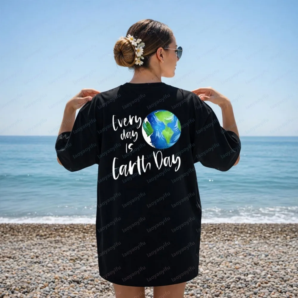 Inktastic Every Day Is Earth Day Youth T-Shirt Globe Climate Change Global Save Graphic T Shirts Y2k Harajuku Shirts for Women