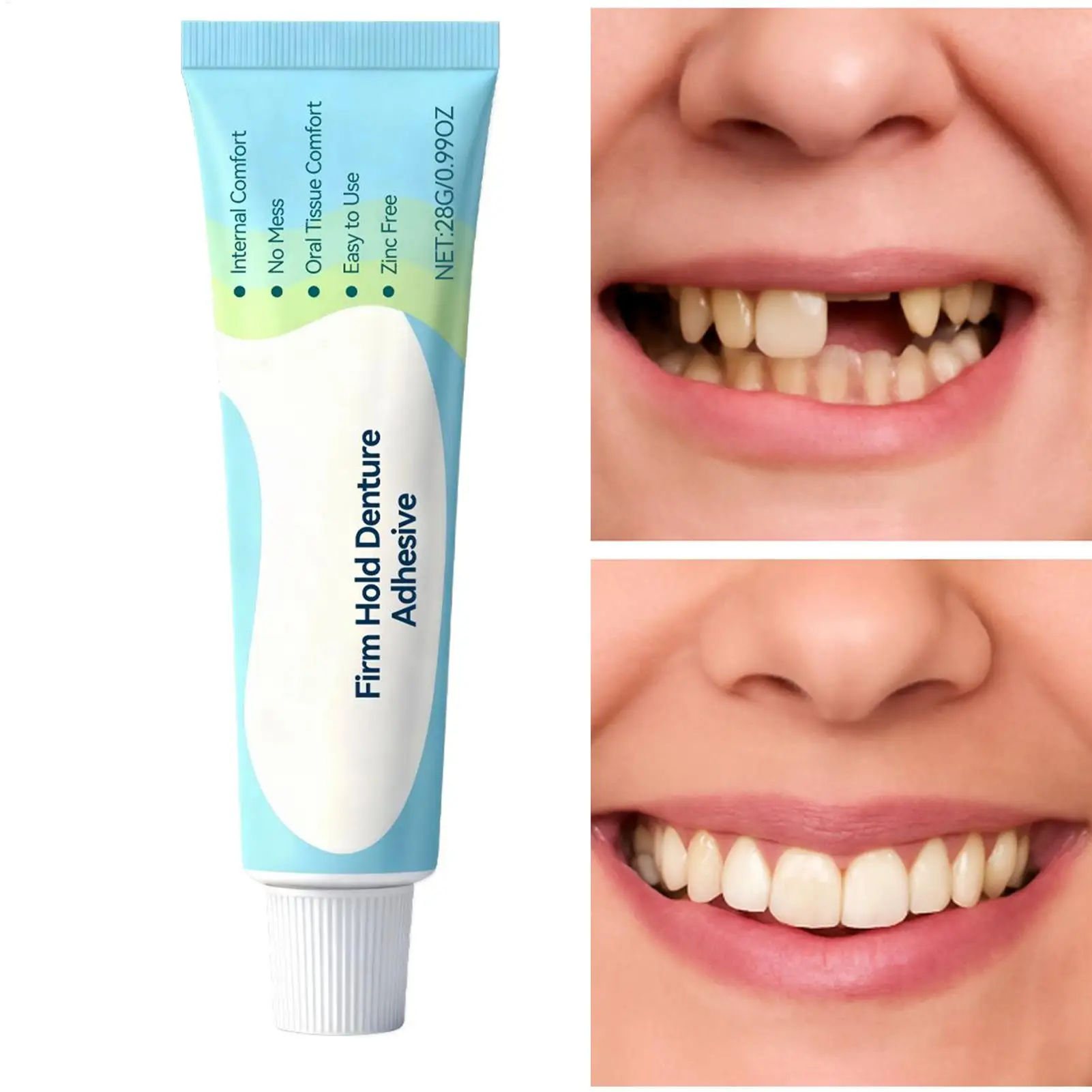 28g Comfort Denture Adhesives Glue/Adhesive Cushion Friction Fixed Dentures/Safe Waterproof Dental Adhesive False Teeth Adhesive