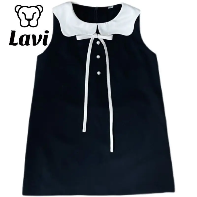 Vestito per bambini temperamento classico piccolo vestito nero ragazze senza maniche compleanno principessa estate gilet vestito Loungewear