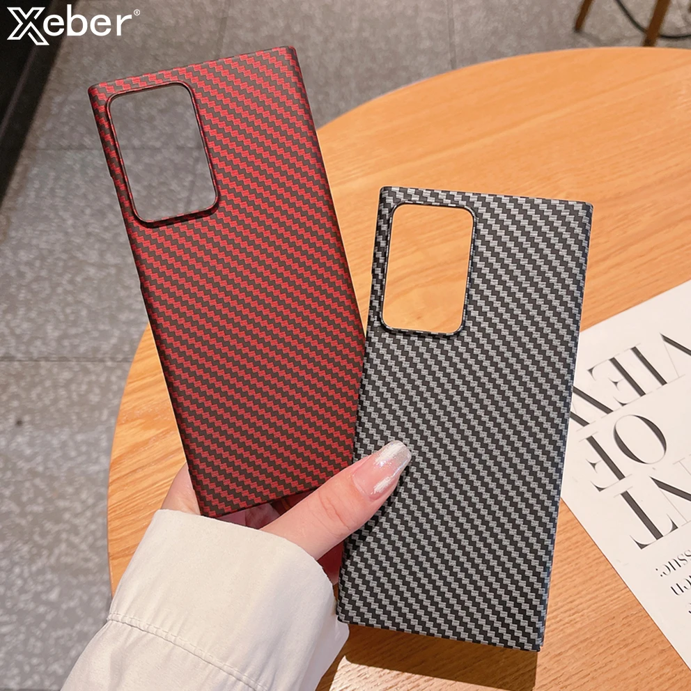 Luxury Ultra Thin Carbon Fiber Pattern Phone Case For Samsung S23 S22 Ultra S21 Plus Note 20 10Pro Hard Acrylic Shockproof Cover