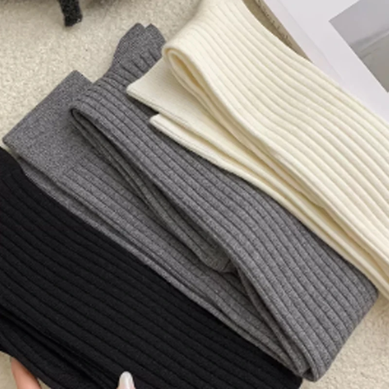 Solid Colors Vertical Stripe Long Socks Women Fall Winter Knee High Stockings Fashion Girls JK Skinny Boots Socks Japanese Style