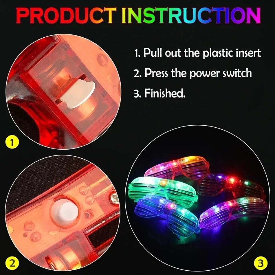 10-50 Pcs Light Up LED Glasses Bulk 6 Colors Glow Glasses Glow in The Dark Party Supplies Neon Party Favors for Kids Adults