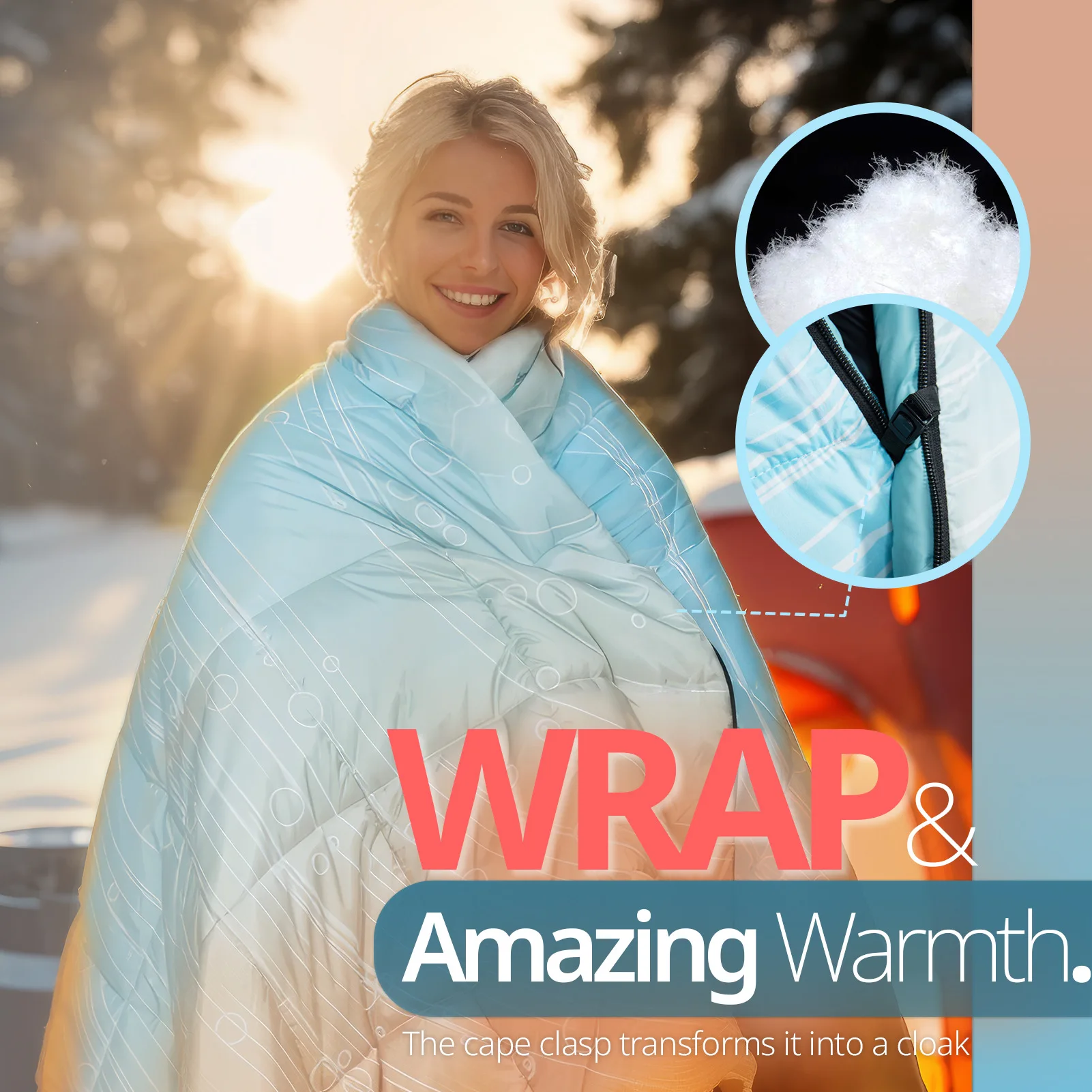 New Adult Camping Sleeping Bag Cold Weather Polyester Winter Travel Cold-Proof Down Quilt Home Use Nap Blanket