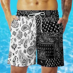 Hawaiian Beach Shorts Paisley Bandana 3D Print Men's Summer Holiday Trunks Casual Surfing Board Shorts Swimwear Kids Clothing