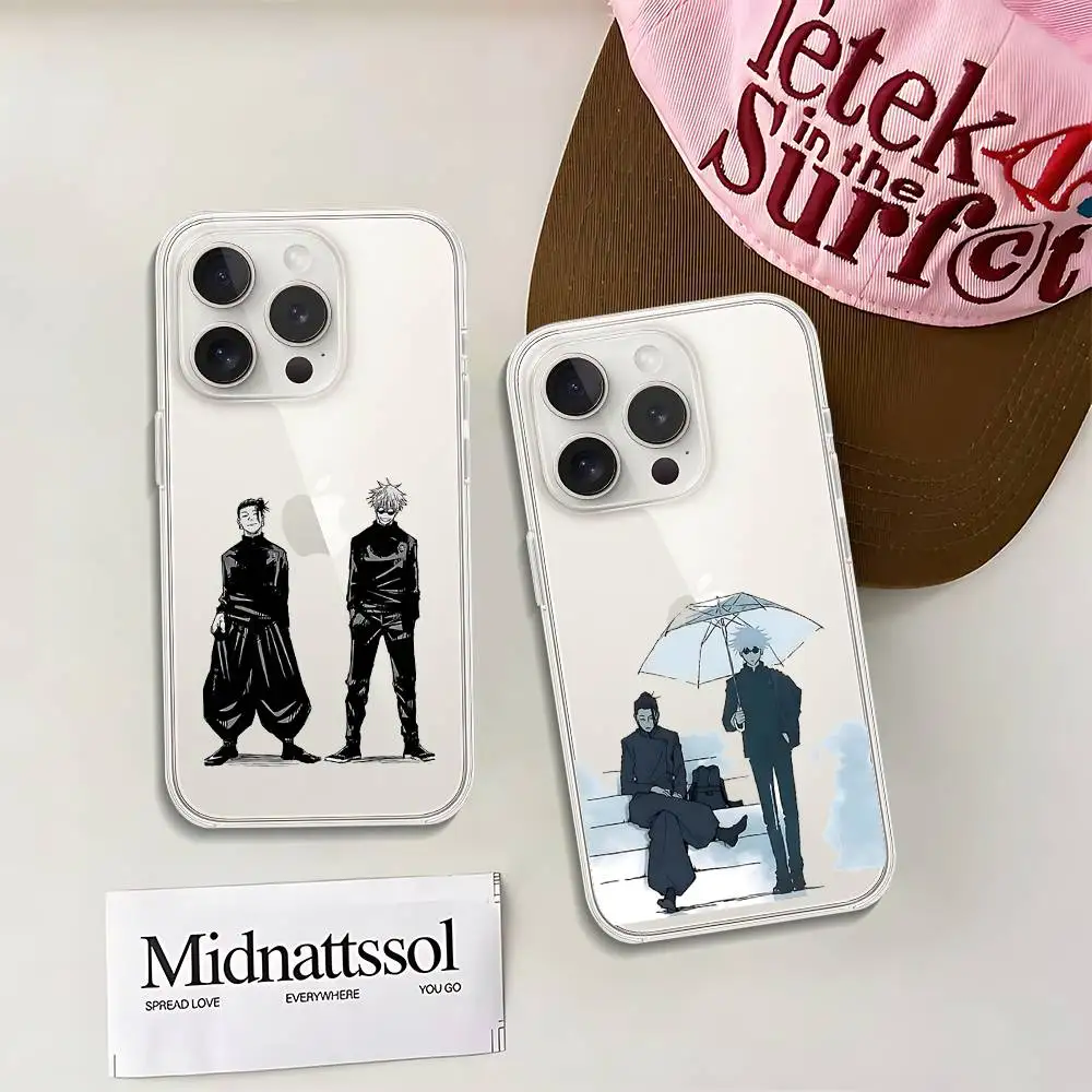 S-Satoru Gojo S-Suguru Geto جراب هاتف حافظة شفافة ناعمة لهاتف آيفون 17 16 15 14 13 12 11 Pro Max Mini Plus غطاء مقاوم للصدمات