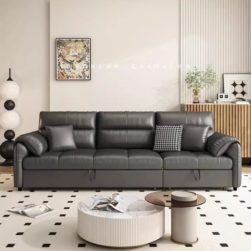 Multifunctional Folding Sofa Bed Apartment Living Room Straight Row Push-pull Sofa Bed Nordic Elegant Relaxing Home Furniture