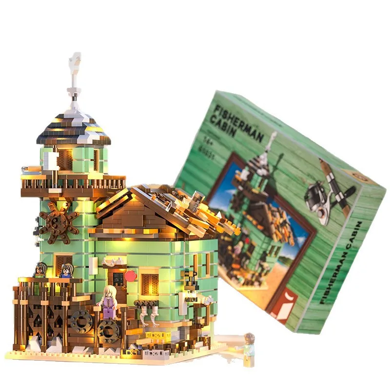 New Fisherman Cottage Building Blocks Toy, High Difficulty Kids Educational Puzzle Bricks, Street View Decor Gift for Children