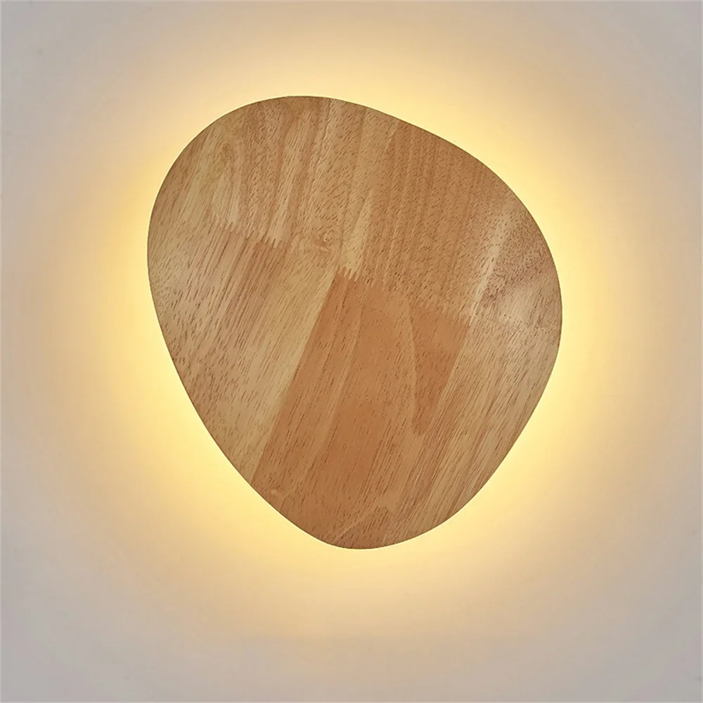 

Modern AC110V 220V 8W 12W Round Oval LED Wall Lights Nordic Interior Wooden Bedside Wall Lamp For Bedroom Aisle Hotel Cafe Bar