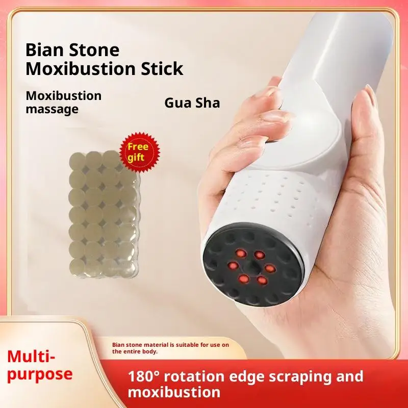 Guasha Massager Moxibustion Scraping Jar Rotatable Open Flame Warm Moxibustions Massager Handheld Spa Device Health Care