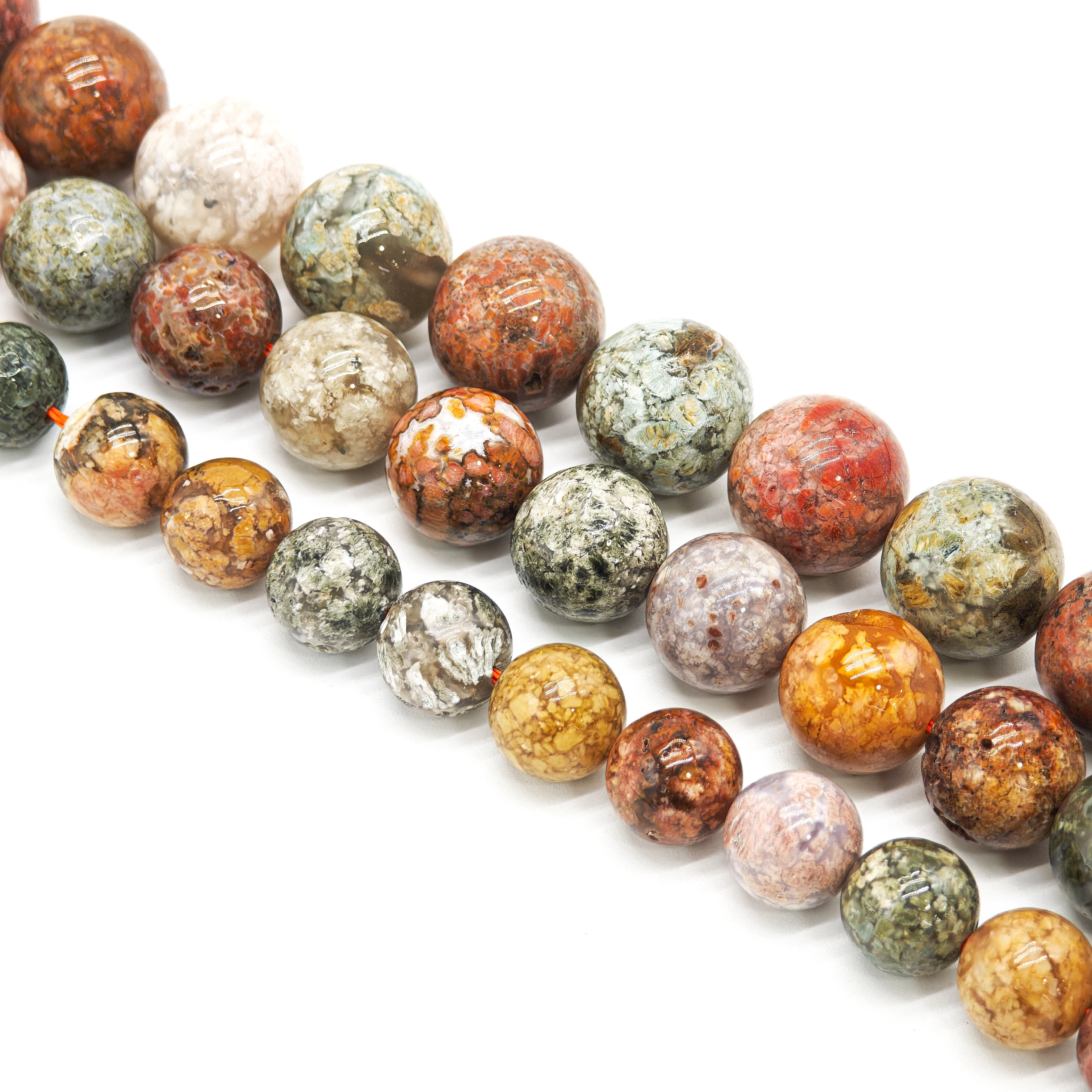 

Natural stones for making jewelry, 10 12 14mm round loose beads of ocean jasper, for DIY bracelets and necklaces.