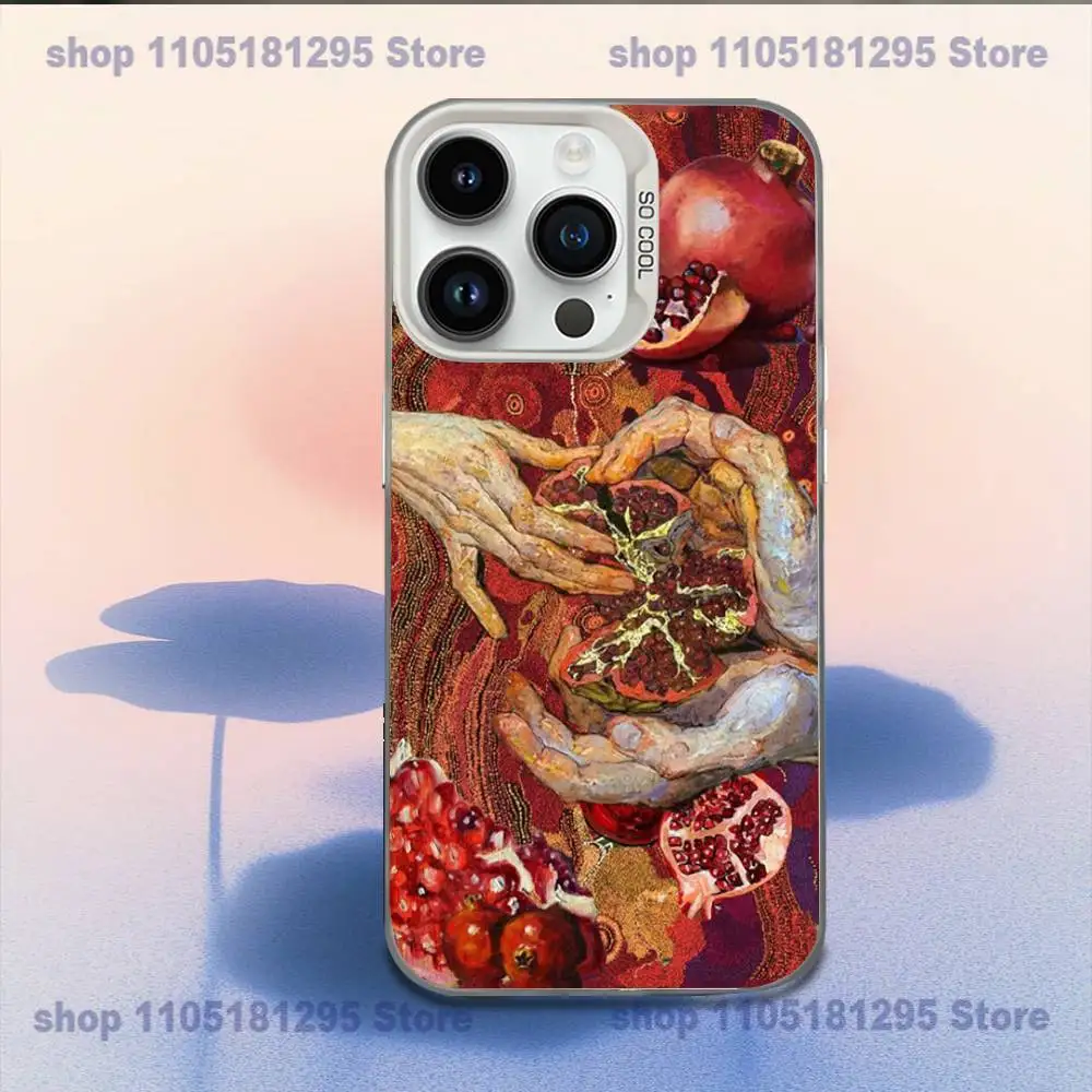 حافظة هاتف مطلية بالرمان الفاكهة لهاتف آيفون XR,17,16,15,14,13,12,11,X,Mini,Pro,E,MAX غطاء مقاوم للصدمات من الحلوى البيضاء غير اللامعة #4