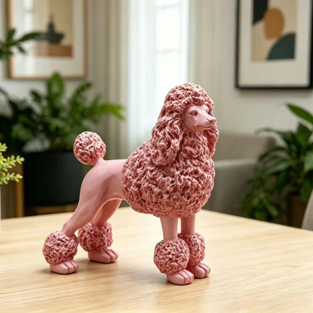 Creative Pink Poodle Resin Sculpture Living Room Study Bedroom Modern Art Puppy Home Decoration Crafts Desktop Dog Ornament Gift
