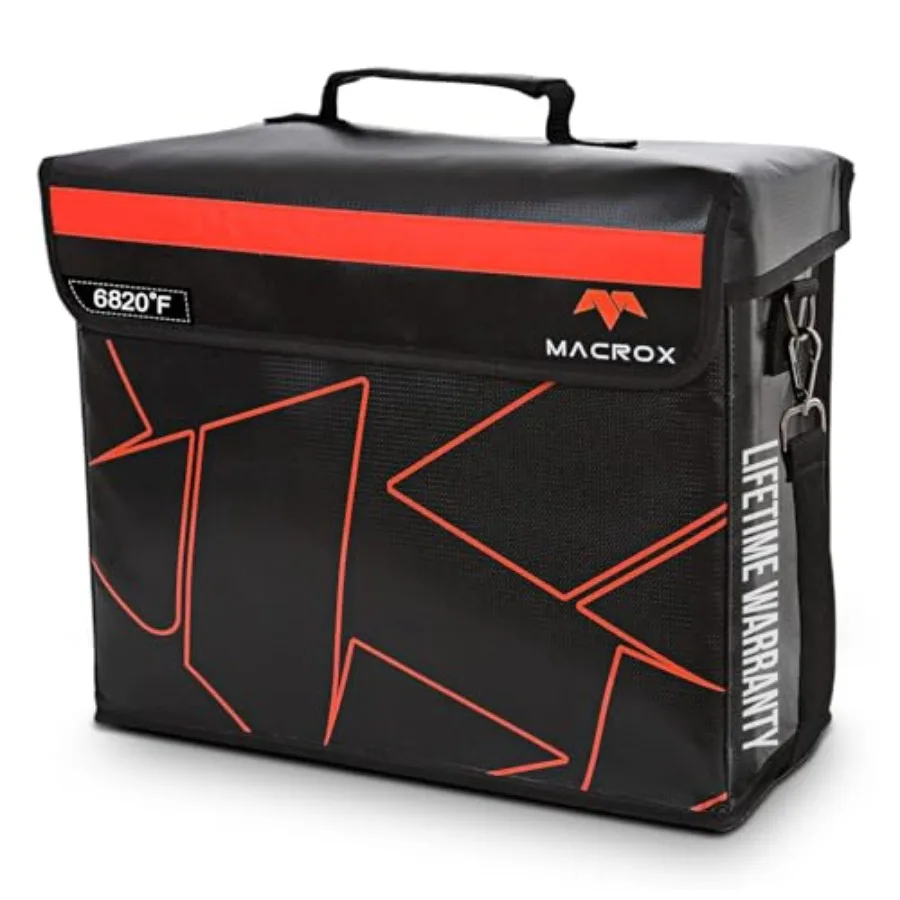 

Fireproof and Waterproof Document Bag with Lock 6200℉ Insulated Patented Enclosed Flap Design Heavy Duty Fire Safe Storage Box