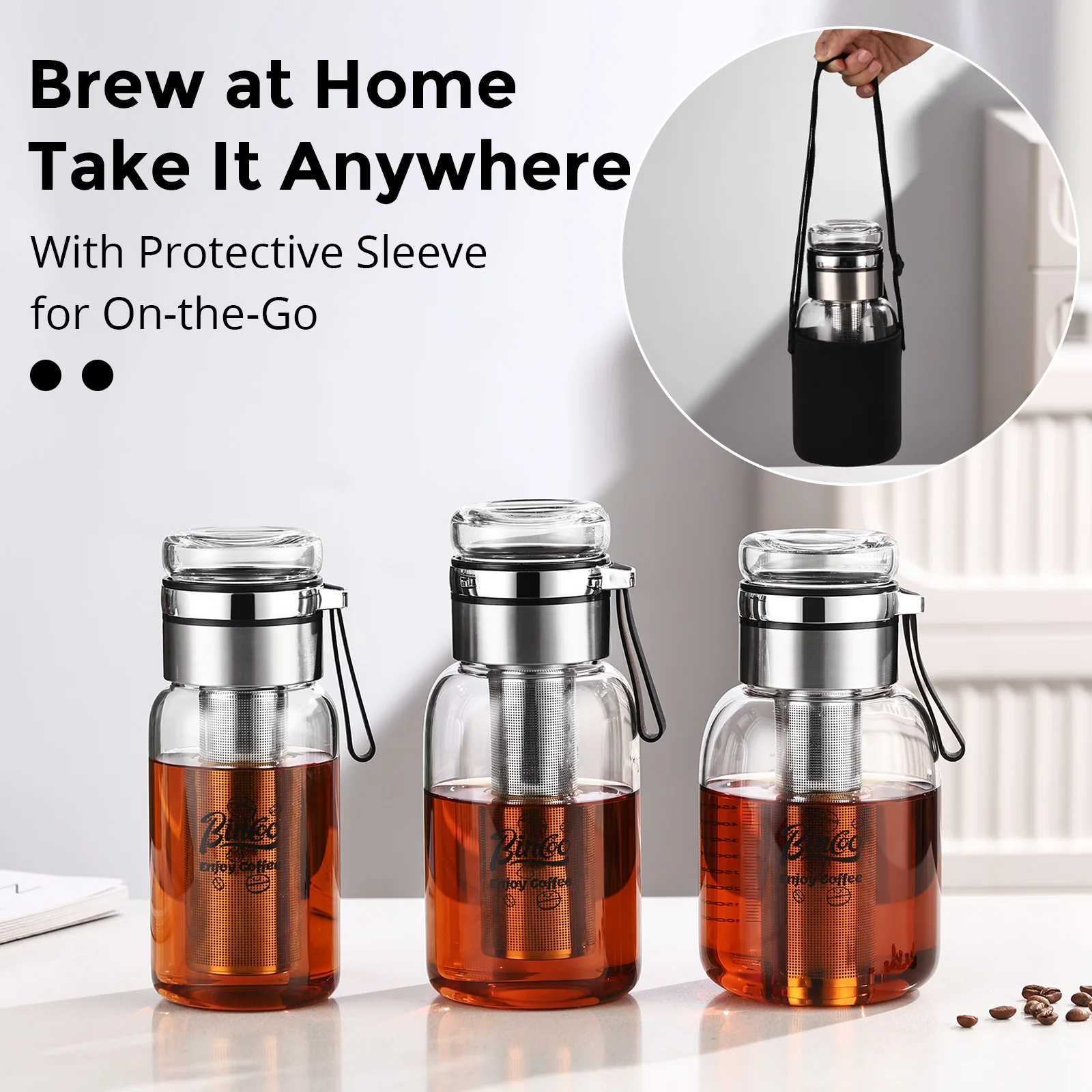 Picture 4: Bincoo Cold Brew Coffee Maker Iced Coffee Maker With Stainless Steel Long Tea Infuser Airtight Cold Brew Pitcher