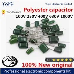 50pcs 100V 250V 400V 630V 1000V Polyester film capacitor 1NF 1.2NF 1.5NF 10NF 47NF 103J 104J 2A473J 2J103J 2E104J 2G223J 3A472J