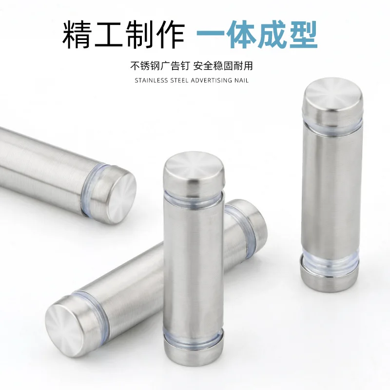 20 Pcs Double Head Glass Fasteners Stainless Steel Advertisement Standoffs Pin Nails Billboard Fixing Screws Hardware Dia 12mm
