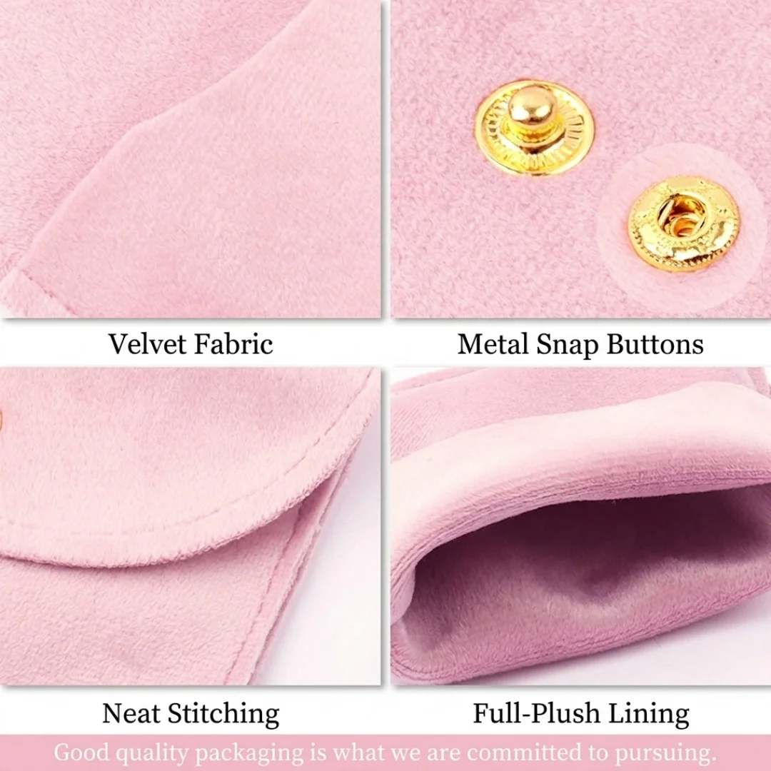 Snap Button Jewellery Pouch Soft Velvet Bag Jewelry Bag Organizer Necklace Bracelet Storage Bag Wedding Gift Bags Packaging Bag