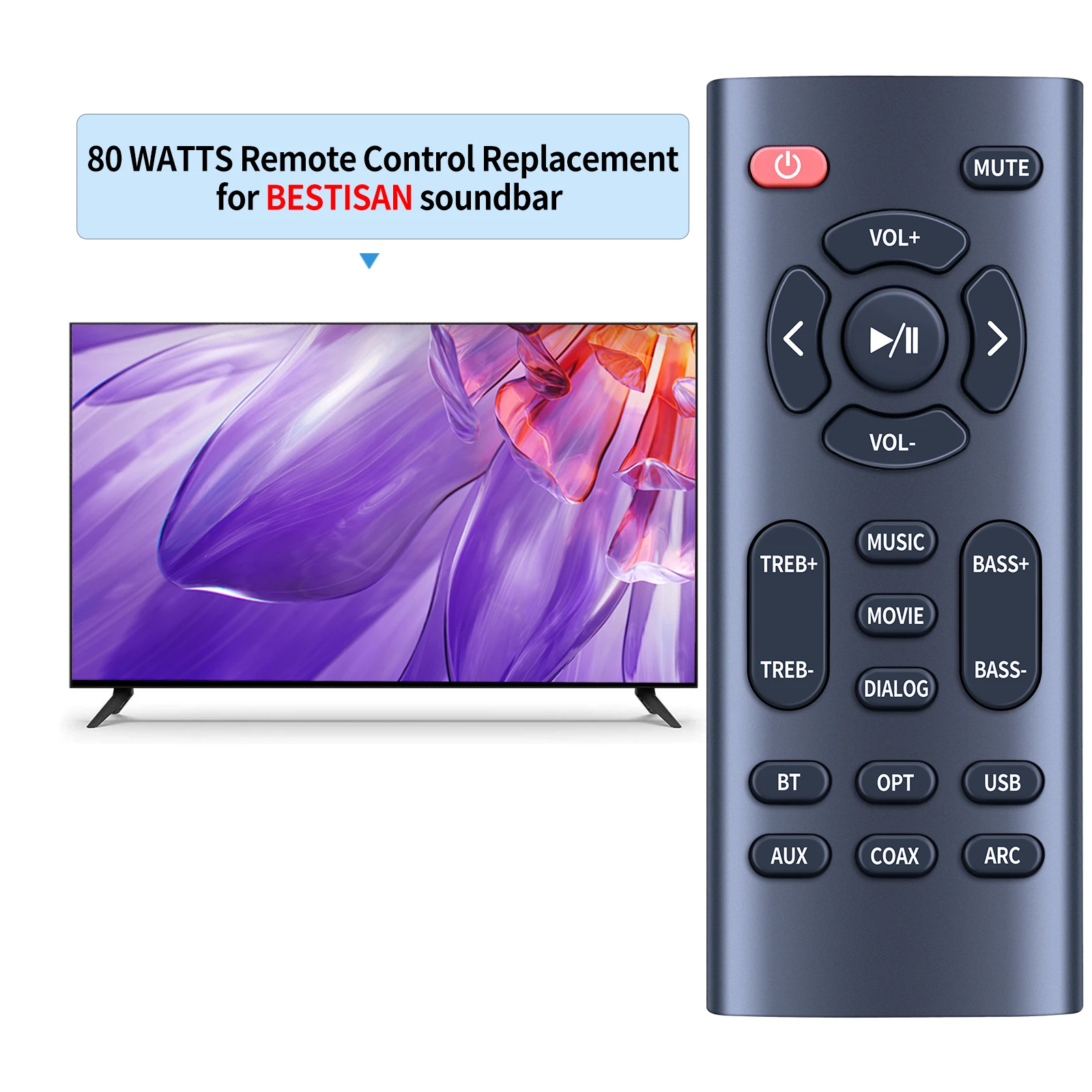 Remote control for BESTISAN Sound Bar, 80 watts 33.5 inch Sound Bars