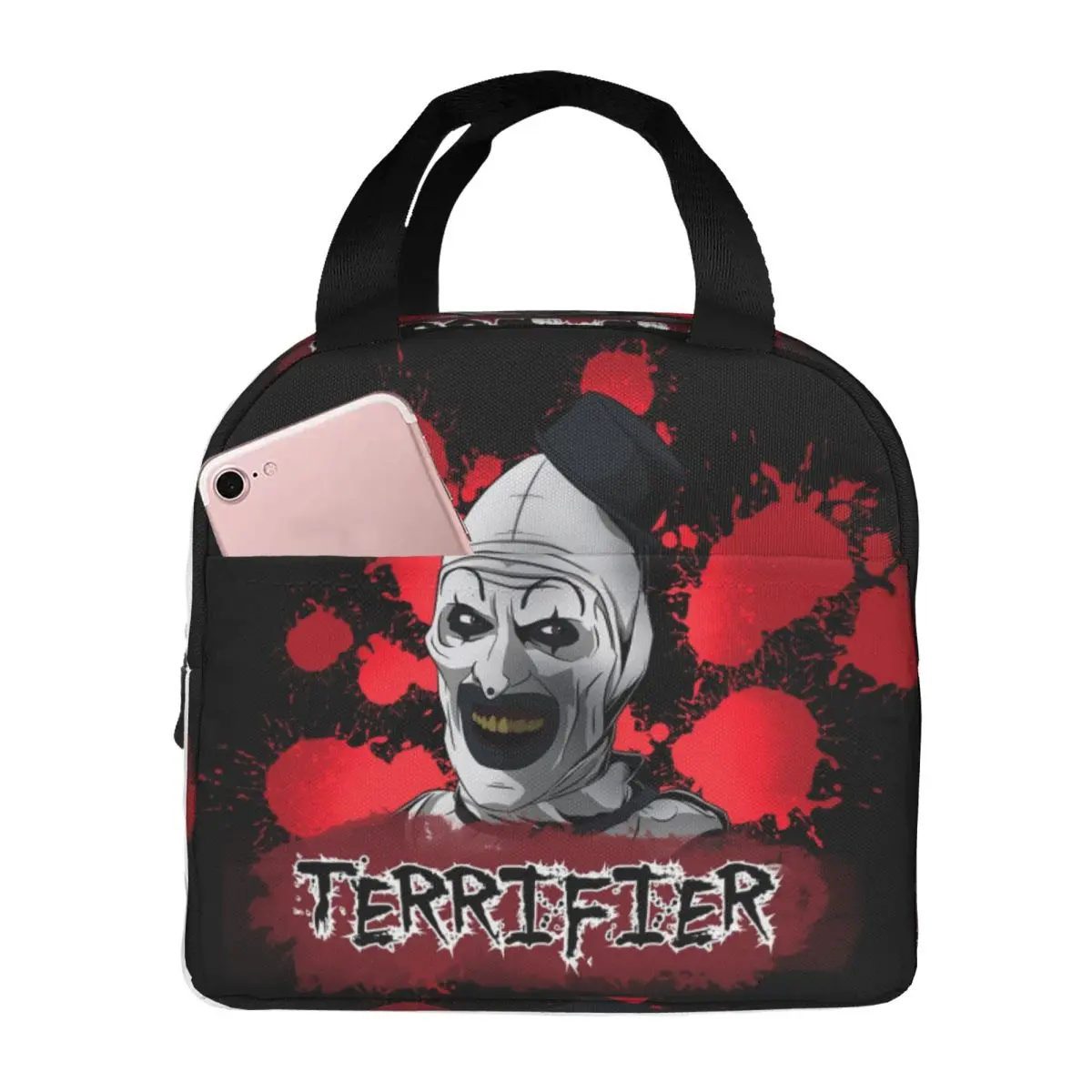 Terrifiers Movie Art Horror Slasher Halloween Insulated Lunch Bag for Outdoor Picnic Waterproof Cooler Thermal Bento Box